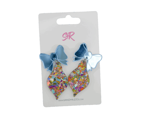 Blue Bow Confetti Dangle $35