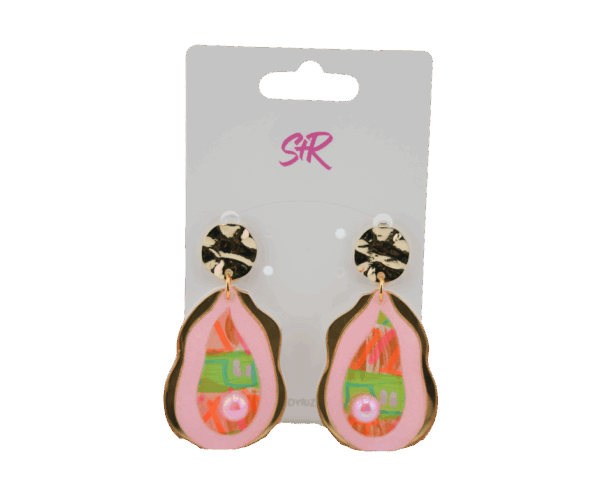 Gold and Pink Coastal Dangle $45