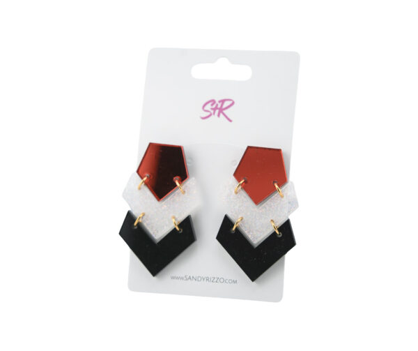 Red White Black Xmas Shape Earrings