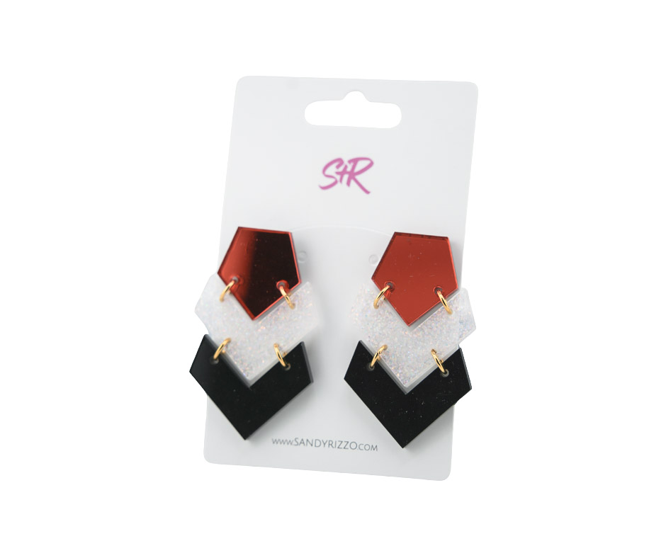 Red White Black Xmas Shape Earrings